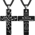thumbnail image 1 of APSVO Black Cross Necklace for Men Son Boyfriend Stainless Steel Spider Web Bible Verse Pendant 18 In Chain 1st Communion Confirmation Baptism Religious Christian Christmas Jewelry Gift, 1 of 6