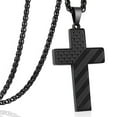 APSVO Black Cross Necklace for Men Boys Bible Verse Stainless Steel