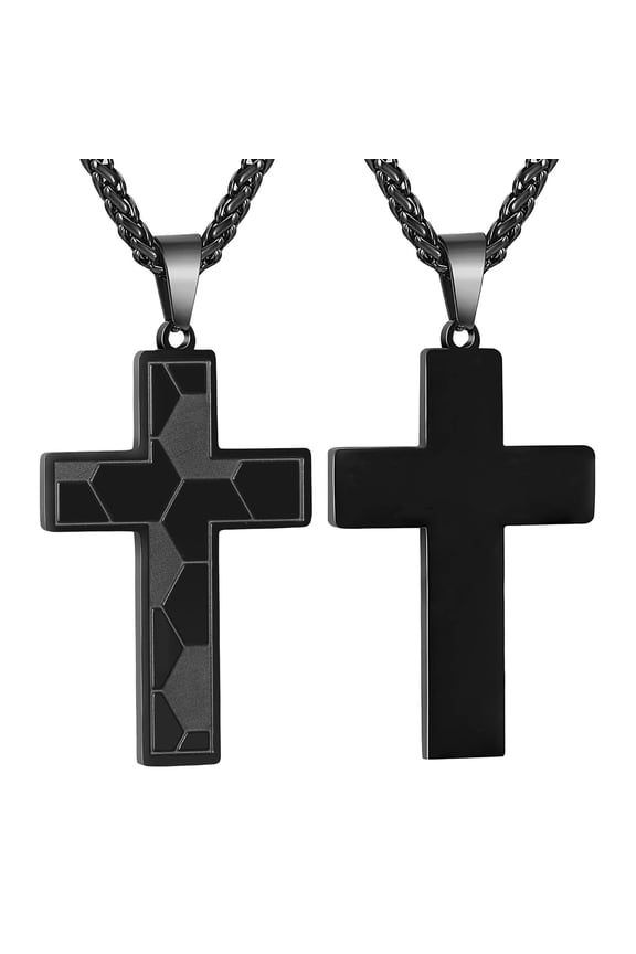 Black Soccer Themed Cross Necklaces for Men Teen Boys Team Game Day Sports Athlete Stuff Accessories Chain Pendant Birthday Age Christmas Jewelry Gifts Stocking Stuffers for Kids