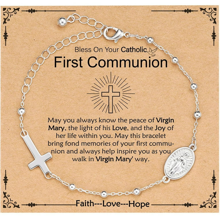 Sterling Silver Religious Medal and Cross Bead Friendship Adjustable Bolo Bracelet Sterling Silver Religious Medal and Cross Bead Friendship Adjustable Bolo Bracelet