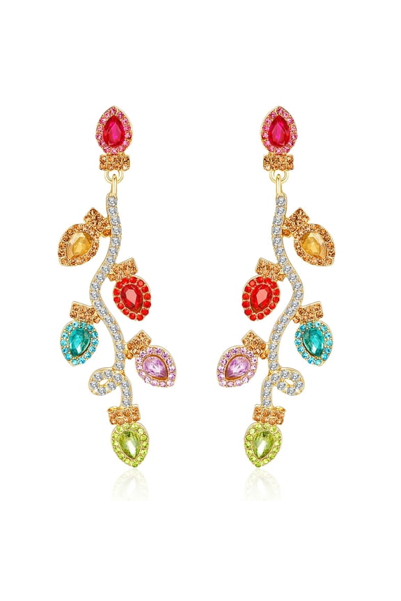 Christmas Earrings for Women Christmas Light Bulb Jingle Bell Women CZ Crystal Dangle Drop Earrings Christmas Xmas New Year Party Earrings Set Winter Holiday Christmas Jewelry Gift