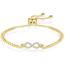 APSVO Cubic Zirconia Gold Infinity Bracelet for Women Teen Girl Daughter Girlfriend Adjustable 6-9 Inch Charm Bracelet Chain Birthday Valentine's Day Mother's Day Christmas Jewelry Gift for Her