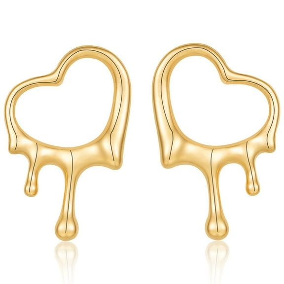 APSVO Extra Large Big Stud Earrings,Gold Stud Earrings for Women,Love Heart Stud Earrings,Melting Statement Unique Chunky Stud Earring,Irregular Waterdrop Teardrop Earrings Trendy Jewelry