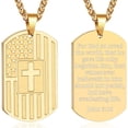 thumbnail image 1 of APSVO Gold Plated Dog Tag Cross Necklaces for Men American Flag Pendant Chain Catholic Christian Religious Birthday Christmas Jewelry Gifts Teen Boys Stocking Stuffers Kids, 1 of 7