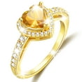 thumbnail image 1 of APSVO 18K Gold Plated Love Heart Rings for Women Girls CZ November Birthstone Ring with Yellow Citrine Topaz Promise Band Wedding Birthday Easter Basket Stuffers Jewelry Gifts Teen Adults Kids, 1 of 9