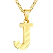 Gold Initial Necklaces for Men Boys Stainless Steel American Flag Letter J Pendent Chain Birthday Graduation Fathers Day