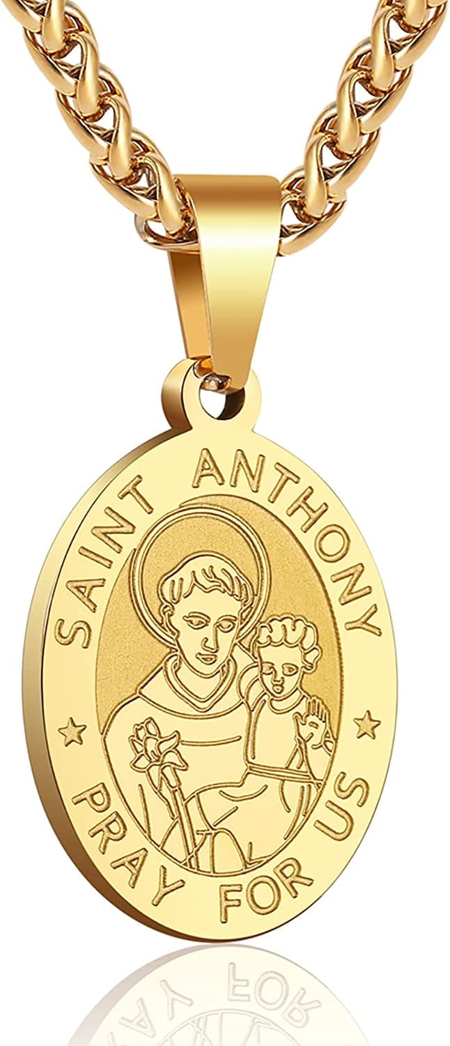 High Quality Anthony Stainless Steel Medal Necklace, 24 Inch