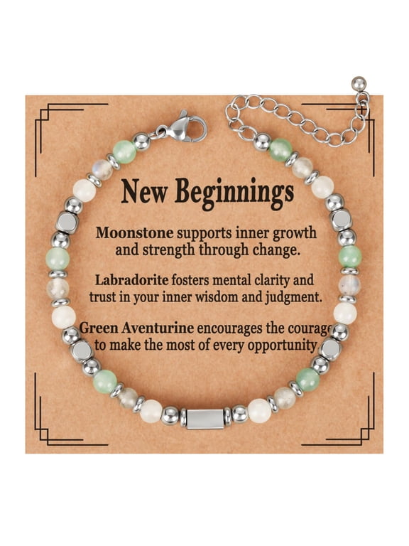 Natural Healing Crystal Bracelets for Women Retirement New Beginnings Inspirational Farewell Leaving Housewarming Going Away Divorce Birthday Graduation Jewelry Gifts Her Coworker Best Friend