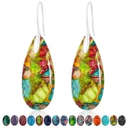 APSVO Nature Healing Stone Drop Earrings for Women Hypoallergenic S925 Sterling Silver Post Fishhoop Colorful Dangle Earrings Birthday Graduation Jewelry Gifts Teen Mom Adults Wife Her