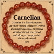 Red Carnelian Bracelets for Women Natural Stone Crystal Healing Anxiety Stress Relief Protection Bracelet Birthday Christmas Jewelry Gifts Teen Stocking Stuffer