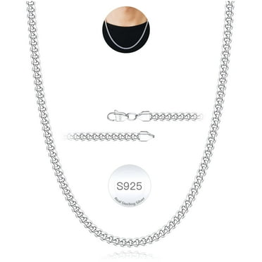 APSVO S925 Sterling Silver Chain for Men Silver Cuban Men Chain Necklace 3 mm/5 mm Non-tarnish Hypoallergenic Cuban Curb Link Chain Necklace Jewelry Gift for Boyfriend Men 16/18/20/22/24 Inch