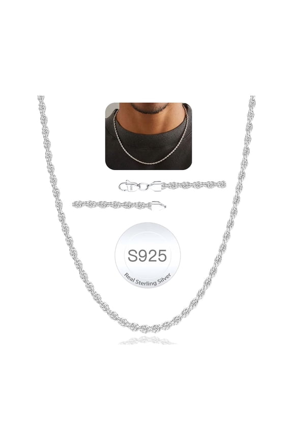 S925 Sterling Silver Chains for Women Men 2.5mm/3mm Cuban Curb Link Necklace Birthday Jewelry Gifts Ideas Dad Mom