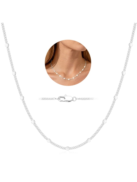 925 Silver Plated Chains for Women 1.5mm Non-tarnish Necklace Fashion Stuff Accessories Prom Birthday Christmas Jewelry Gifts Teen Girls Stocking Stuffers Kids Age Ideas 18 Inch