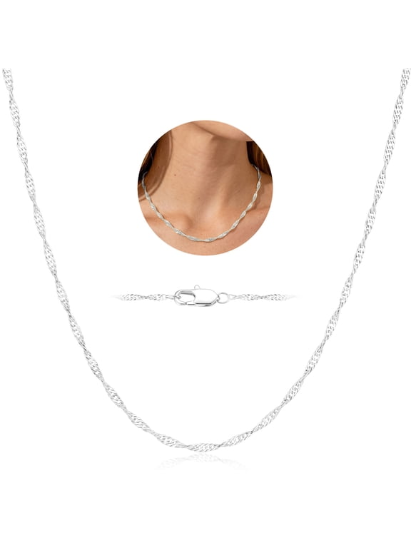 925 Silver Plated Chains for Women 2mm Cuban Necklace Fashion Accessories Birthday Christmas Jewelry Gifts Teen Girls Stocking Stuffers Kids Ideas 16/18/20/22 Inch
