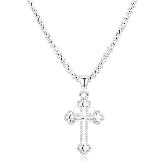 APSVO S925 Sterling Silver Plated Cross Necklaces for Women Cross Pendant Chain Catholic Religious Christian First Communion Birthday Easter Basket Stuffers Jewelry Gifts Adults Age Ideas