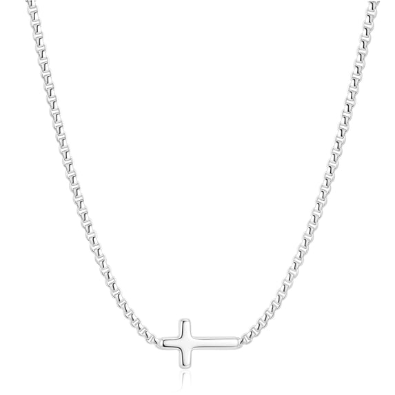 APSVO S925 Sterling Silver Plated Cross Necklaces for Women Girls Cross Pendant Chain Catholic Religious Christian Birthday Graduation Jewelry Gifts Teen Her Adults Mom Wife Daughter Kids Age Ideas