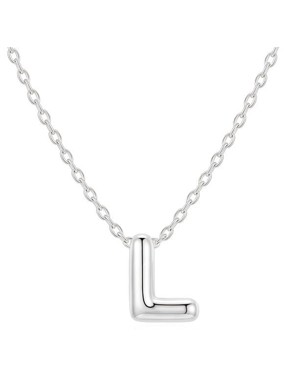 S925 Sterling Silver Plated Initial Necklace for Women Letter L Pendant Chain Birthday Graduation Jewelry Gifts Teen Mom Her Wife Female Lady Daughter Age Ideas