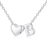 S925 Sterling Silver Plated Love Heart Initial Necklaces for Women Girls Letter B Pendant Chain Birthday Graduation Jewelry Gifts Teen Mom Her Wife Kids Age Ide