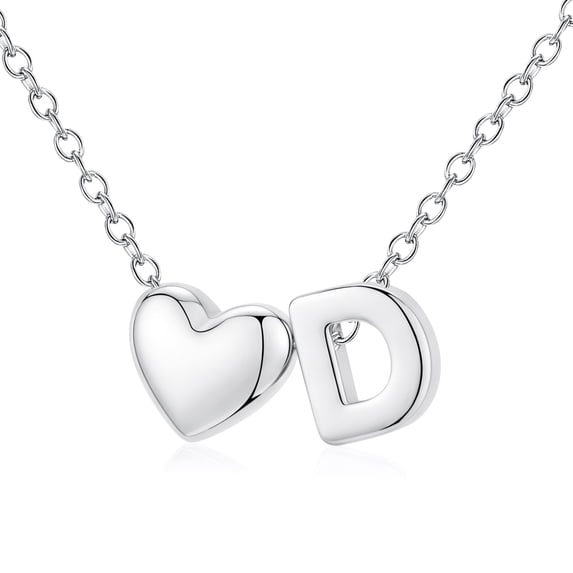 APSVO S925 Sterling Silver Plated Love Heart Initial Necklaces for Women Girls Letter D Pendant Chain Birthday Graduation Jewelry Gifts Teen Mom Her Wife Kids Age Ideas