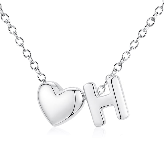 APSVO S925 Sterling Silver Plated Love Heart Initial Necklaces for Women Girls Letter H Pendant Chain Birthday Graduation Jewelry Gifts Teen Mom Her Wife Kids Age Ideas
