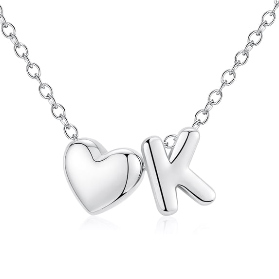 APSVO S925 Sterling Silver Plated Love Heart Initial Necklaces for Women Girls Letter K Pendant Chain Birthday Graduation Jewelry Gifts Teen Mom Her Wife Kids Age Ideas