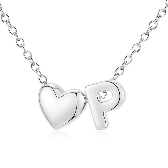 APSVO S925 Sterling Silver Plated Love Heart Initial Necklaces for Women Girls Letter P Pendant Chain Birthday Graduation Jewelry Gifts Teen Mom Her Wife Kids Age Ideas