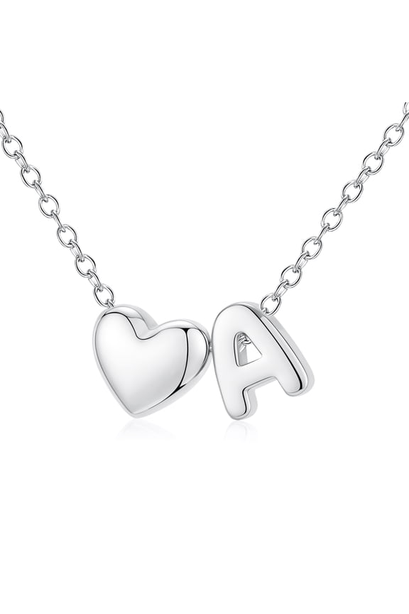 S925 Sterling Silver Plated Love Heart Initial Necklaces for Women Girls Letter A Pendant Chain Birthday Graduation Jewelry Gifts Teen Mom Her Wife Kids Age Ideas