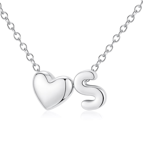 APSVO 18K White Gold Plated Love Heart Initial Cross Necklaces for ...