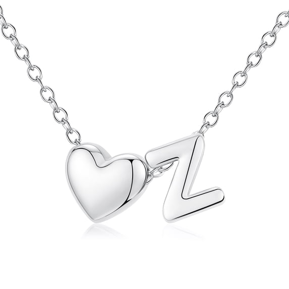 APSVO S925 Sterling Silver Plated Love Heart Initial Necklaces for Women Girls Letter Z Pendant Chain Birthday Graduation Jewelry Gifts Teen Mom Her Wife Kids Age Ideas
