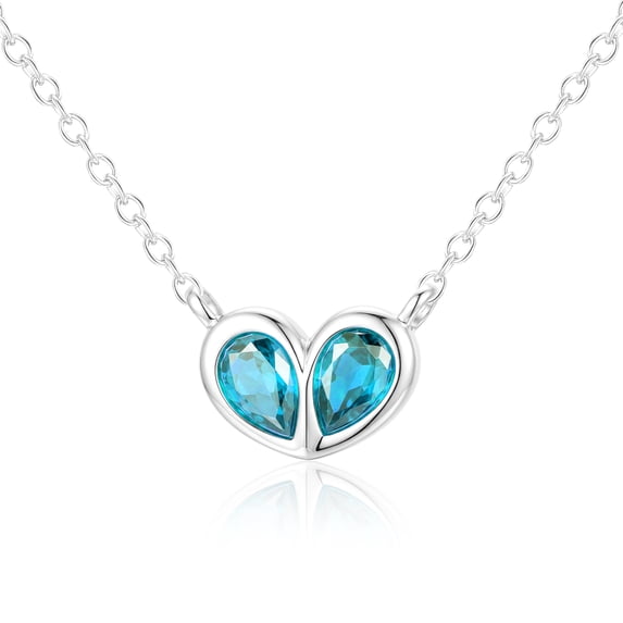 APSVO S925 Sterling Silver Plated Love Heart Necklaces for Women December Birthstone Pendant Chain with Blue Tanzanite Birthday Mothers Day Graduation Jewelry Gifts Teen Mom Her Wife