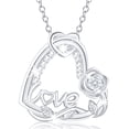 thumbnail image 1 of APSVO S925 Sterling Silver Plated Love Heart Rose Necklaces for Women April Birthstone Necklace with Crystal Birthday Mothers Day Jewelry Gifts iDEAS Teen Mom Female Lady Adult Age Ideas, 1 of 8