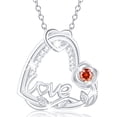 thumbnail image 1 of APSVO S925 Sterling Silver Plated Love Heart Rose Necklaces for Women July Birthstone Necklace with Red Ruby Birthday Graduation Jewelry Gifts Ideas Teen Her Mom Female Lady Adult Age Ideas, 1 of 8