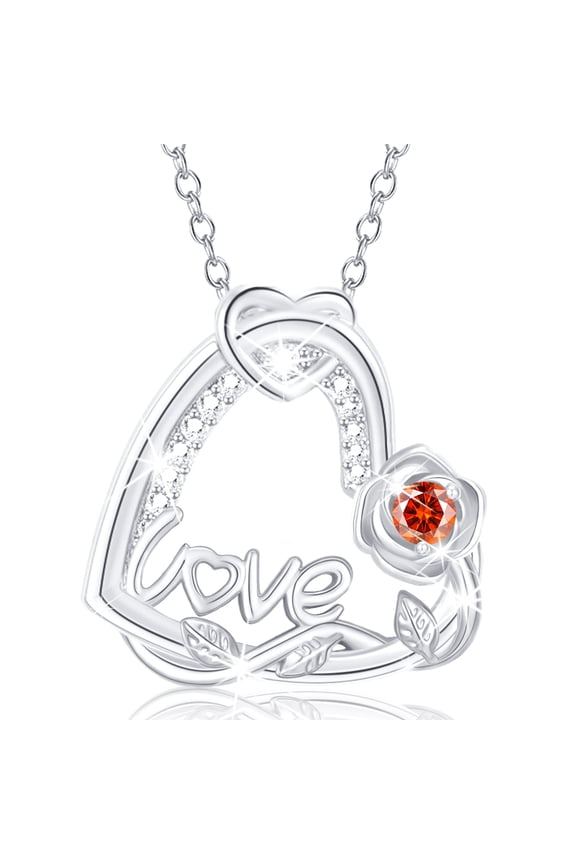 Graduation Birthday Gifts for 6 7 8 9 10 11 12 13 14 15 16 17 18 Year Old Age Teen Teenage Tween Preteen Her Ideas Rose Love Heart Necklaces July Birthstone with Red Ruby