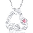 thumbnail image 1 of APSVO S925 Sterling Silver Plated Love Heart Rose Necklaces for Women Octorber Birthstone Necklace with Pink Tourmaline Birthday Graduation Jewelry Gifts Teen Her Mom Female Lady Adult Age, 1 of 8