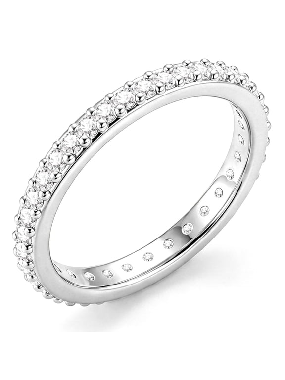 S925 Sterling Silver Plated Rings for Women CZ April Birthstone Ring with Crystal Eternity Promise Band Birthday Graduation Mothers Day Jewelry Gifts Teen Mom Her Wife Lady Ideas