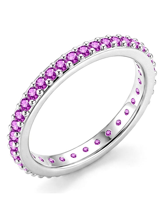 925 Silver Plated Rings for Women CZ February Birthstone Ring with Purple Amethyst Promise Band Wedding Engagement Birthday Christmas Jewelry Gifts Teen Stocking Stuffers Adults