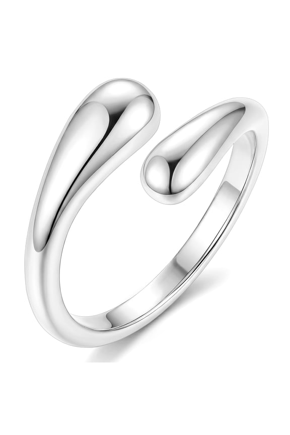 S925 Sterling Silver Plated Teardrop Rings for Women Statement Stackable Non Tarnish Band Wedding Prom Birthday Graduation Mothers Day Jewelry Gifts Teen Mom Her Girlfriend Wife Adults Ideas