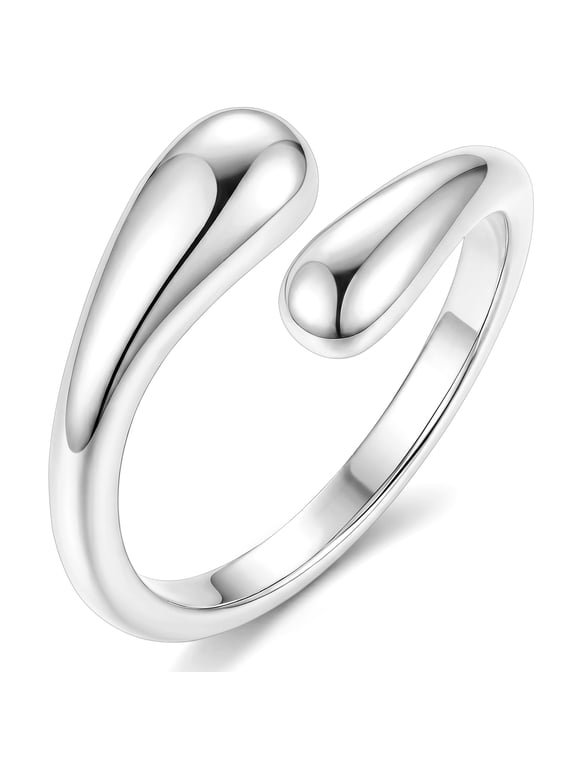 925 Silver Plated Teardrop Rings for Women Statement Stackable Non Tarnish Band Wedding Prom Birthday Christmas Jewelry Gifts Girlfriend Stocking Stuffers Adults Ideas