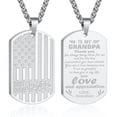 thumbnail image 1 of APSVO Silver American Flag Dog Tag Necklaces for Men Stainless Steel Pendant Chain to My Grandpa Gifts from Grandson Kids Birthday Jewelry Gifts Ideas Grandpa Old Men Male, 1 of 5