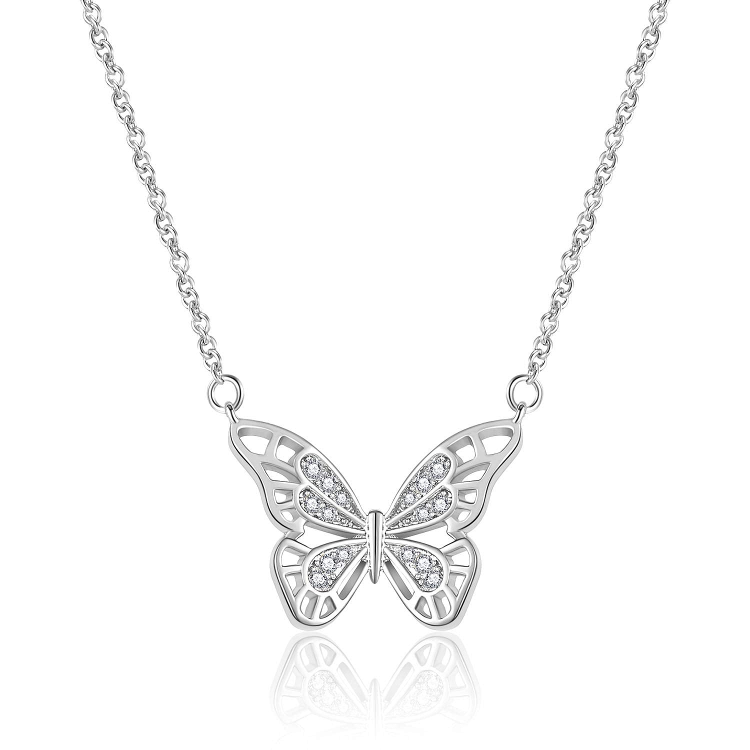 APSVO Silver Butterfly Necklaces for Women Girls Dainty Butterfly