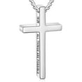 thumbnail image 1 of APSVO Silver Cross Necklaces for Men Boys Stainless Steel Cross Pendant Chain Religious Christian Birthday Valentines Day Jewelry Gifts Teen Him Boyfriend Dad Son Adults Kids Ideas 18/20/22/24 Inch, 1 of 6