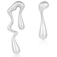 thumbnail image 1 of APSVO Silver Drop Earrings for Women,Melting Statement Unique Chunky Dangle Earring Irregular Waterdrop Teardrop Earrings Trendy Jewelry Anniversary Valentine's Day Christmas Gift for Women, 1 of 5