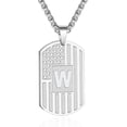 thumbnail image 1 of APSVO Silver Initial Necklaces for Men Boys Stainless Steel American Flag Dog Tag Letter W Pendent Chain Birthday Valentines Day Jewelry Gifts Teen Boyfriend Husband Him Adult Male Son Kids Age Ideas, 1 of 6