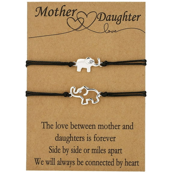 APSVO 18K White Gold Plated Elephant Mother Daughter Bracelet Matching Jewelry Set for Women Mom Mommy Grandma Granddaughter fashion Accessories Stuff Age Birthday Mother's Day Jewelry Gifts