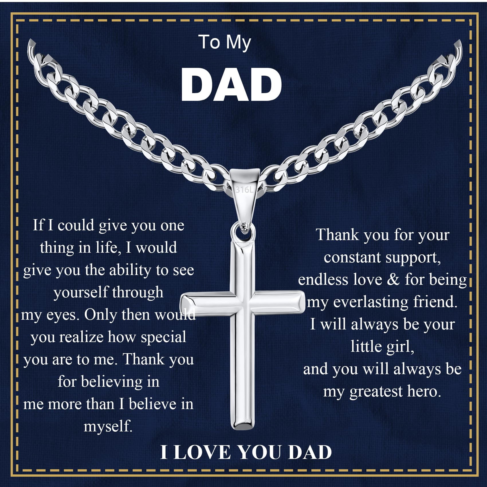 APSVO Silver Plated Cross Necklace for Men to My Dad Gifts from ...