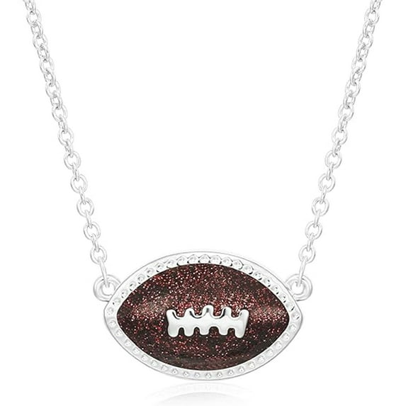 APSVO 18K White Gold Plated Football Themed Necklaces for Women Girls Stuff Accessories Pendant Birthday Age Graduation Mother's Day Jewelry Gifts Ideas Kids Teen Mom Team Game Day Sports Athlete