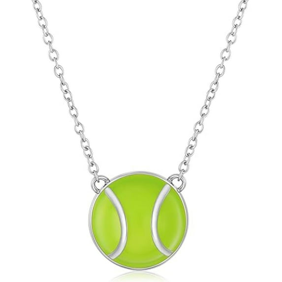 APSVO 18K White Gold Plated Tennis Themed Necklaces for Women Girls Stuff Accessories Pendant Birthday Age Graduation Mother's Day Jewelry Gifts Ideas Kids Teen Mom Team Game Day Sports Athlete