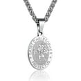 thumbnail image 1 of APSVO Silver Saint St Christopher Necklaces for Men Boys Stainless Steel Medal Pendant Chain Christian Religious Catholic Birthday First Communion Graduation Fathers Day Jewelry Gifts Teen Dad Kid, 1 of 6