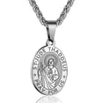 thumbnail image 1 of APSVO Silver Plated Saint St Jude Necklaces for Men Stainless Steel Medal Pendant Chain Christian Religious Catholic Birthday Christmas Jewelry Gifts Teen Boys Stocking Stuffers Kids, 1 of 6
