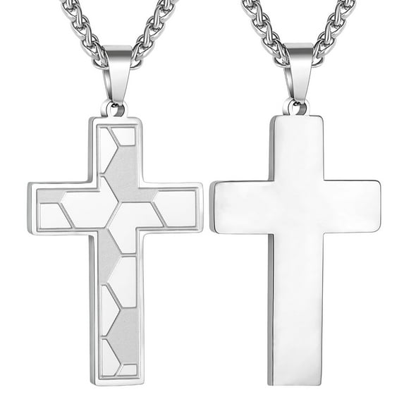 APSVO Silver Soccer Themed Cross Necklaces for Men Teen Boys Team Game Day Sports Athlete Stuff Accessories Chain Pendant Birthday Age Christmas Jewelry Gifts Stocking Stuffers for Kids